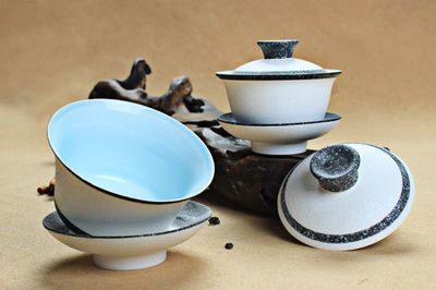 雪花釉盖碗 青瓷青花瓷茶具配件 办公室功夫茶具陶瓷盖碗