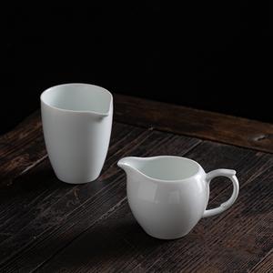 德化白瓷公道杯白色陶瓷分茶器茶具配件公杯单个功道杯公平杯配件